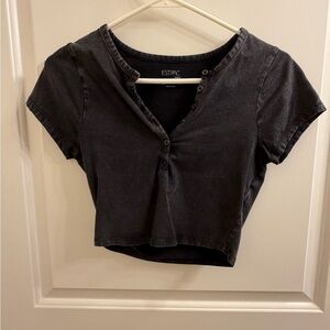PacSun Charcoal Button-Up Crop Top